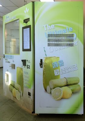 ตู้จำหน่ายผลไม้หยอดเหรียญ Bill Coin Operated Fresh Sugar Cane Machine
