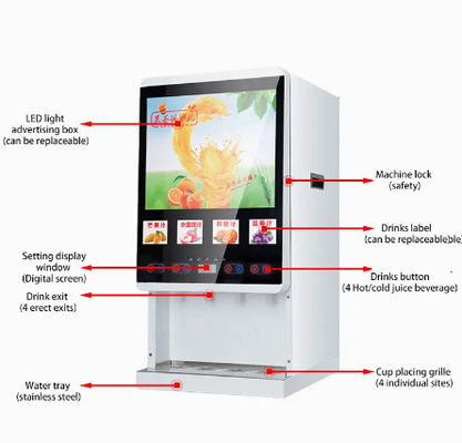 เครื่องจำหน่ายน้ำผลไม้โลหะอัตโนมัติพร้อมระบบไฟ LED