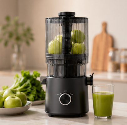Fresh Smart HJ303 Extra-Wide Slow Masticating Juicer สําหรับความรักของน้ําสุกสดด้วย 155 มิลลิเมตร Chute, 2400 มิลลิเมตร Hopper, 200W Cold Press และทําความสะอาดด้วยตัวเอง