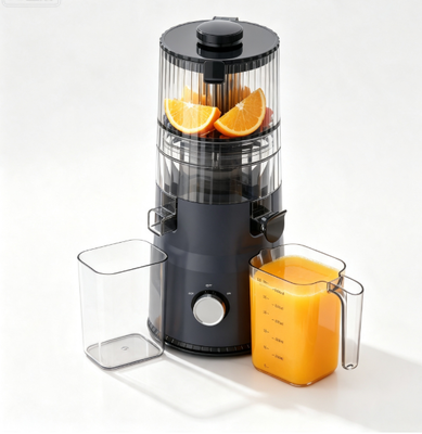เครื่องสกัดน้ำผลไม้แบบบีบเย็น Fresh Smart HJ103 ขนาดกะทัดรัด – เหมาะสำหรับอพาร์ตเมนต์, รถบ้าน และบ้านขนาดเล็ก ด้วยช่องใส่ผลไม้กว้าง 135 มม., ระบบบีบเย็น 200W และระบบทำความสะอาดตัวเอง