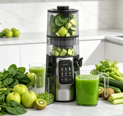 เครื่องสกัดน้ำผลไม้แบบหน่วงความเร็วสูงอเนกประสงค์ Fresh Smart HJ102D – ค้นพบความสุขของการรับประทานอาหารเพื่อสุขภาพด้วย 6 โหมด ช่องป้อนกว้าง 135 มม. ระบบสกัดเย็น 200W และระบบทำความสะอาดตัวเอง