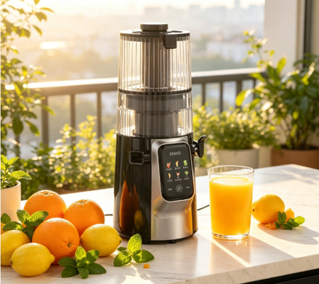 เครื่องสกัดน้ำผลไม้แบบหน่วงความเร็วสูงอัจฉริยะ Fresh Smart HJ102D อเนกประสงค์ – 6 โหมด, 1 เครื่อง, สร้างสรรค์เมนูสุขภาพไม่จำกัดด้วยช่องใส่กว้าง 135 มม., ระบบสกัดเย็น 200W และระบบทำความสะอาดตัวเอง
