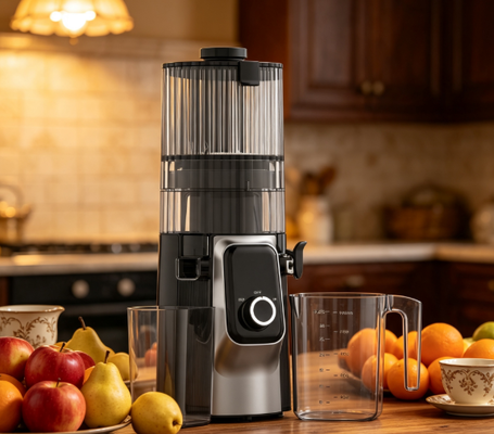 เครื่องสกัดน้ำผลไม้แบบบดช้า Fresh Smart HJ102C – เครื่องสกัดน้ำผลไม้ที่ทำให้ห้องครัวของคุณสมบูรณ์แบบ ด้วย 3 ระดับความเร็ว, ช่องใส่ผลไม้กว้าง 135 มม., ระบบสกัดเย็น 200W และระบบทำความสะอาดตัวเอง