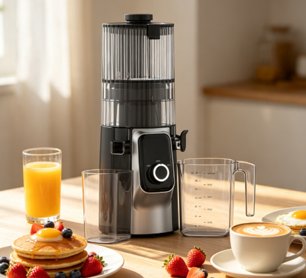เครื่องสกัดน้ำผลไม้แบบบดช้า Fresh Smart HJ102C – เครื่องสกัดน้ำผลไม้ที่ทำให้การใช้ชีวิตอย่างมีสุขภาพดีเป็นเรื่องง่าย ด้วย 3 ระดับความเร็ว, ช่องใส่ผลไม้กว้าง 135 มม., ระบบสกัดเย็น 200W และระบบทำความสะอาดตัวเอง