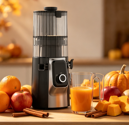 Fresh Smart HJ102C Slow Masticating Juicer เครื่องสับที่ทําให้ทุกช่วงเวลาสดชื่นขึ้นด้วยความเร็วที่ปรับได้ 3 ครั้ง ช่องลมกว้าง 135 มิลลิเมตร เครื่องพิมพ์เย็น 200 วัตต์ และทําความสะอาดด้วยตัวเอง