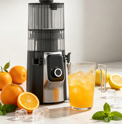 เครื่องสกัดน้ำผลไม้แบบบดช้า Fresh Smart HJ102C – เครื่องสกัดน้ำผลไม้ที่จะเปลี่ยนเช้าของคุณให้สดใส ด้วย 3 ระดับความเร็ว, ช่องใส่ผลไม้กว้าง 135 มม., ระบบสกัดเย็น 200W และการทำความสะอาดตัวเอง