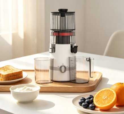 เครื่องสกัดน้ำผลไม้แบบคั้นเย็น Fresh Smart HJ102B – น้ำผลไม้สดใหม่ที่มาพร้อมความสุขของครอบครัว ด้วยช่องใส่ผลไม้ 135 มม., ระบบคั้นเย็น 200W, ระบบทำความสะอาดตัวเอง และระบบล็อคเพื่อความปลอดภัยสำหรับใช้ในบ้าน