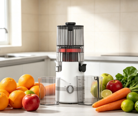 เครื่องสกัดน้ำผลไม้แบบบดช้า Fresh Smart HJ102B – น้ำผลไม้สด ครอบครัวสุขสันต์ ชีวิตสุขภาพดี ด้วยช่องใส่ผลไม้ 135 มม., ระบบสกัดเย็น 200W, ระบบทำความสะอาดตัวเอง และระบบล็อขนิรภัย