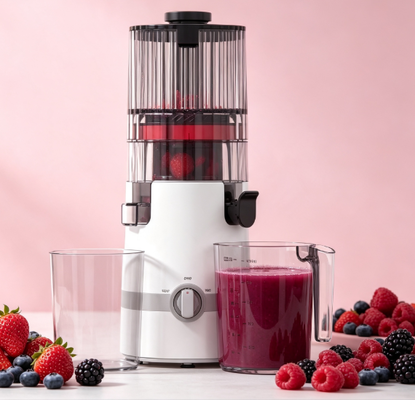 เครื่องสกัดน้ำผลไม้แบบบดช้า Fresh Smart HJ102B – ตัวเลือกที่ดีต่อสุขภาพที่ครอบครัวของคุณจะหลงรัก พร้อมช่องใส่ผลไม้ขนาด 135 มม., ระบบสกัดเย็น 200W, ระบบทำความสะอาดตัวเอง และระบบล็อภัย