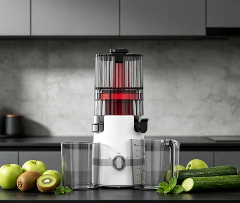 Fresh Smart HJ102B Slow Masticating Juicer จุดหมายของน้ําสุกสดของครอบครัวของคุณด้วยช่อง 135 มิลลิเมตร, เครื่องพิมพ์เย็น 200W, การทําความสะอาดด้วยตนเองและการออกแบบความปลอดภัยที่ฉลาด