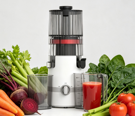 เครื่องสกัดน้ำผลไม้แบบบดช้า Fresh Smart HJ102B – เครื่องสกัดน้ำผลไม้ที่เติบโตไปพร้อมกับครอบครัวของคุณ ด้วยช่องใส่ผลไม้ขนาด 135 มม., ระบบสกัดเย็น 200W, ระบบทำความสะอาดตัวเอง และระบบความปลอดภัยอัจฉริยะ