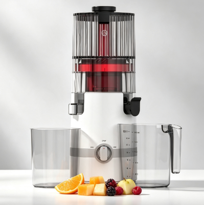 เครื่องสกัดน้ำผลไม้แบบบดช้า Fresh Smart HJ102B – อุปกรณ์อัจฉริยะสำหรับห้องครัวของคุณ ด้วยช่องใส่ผลไม้ขนาด 135 มม., ระบบสกัดเย็น 200W, ระบบทำความสะอาดตัวเอง และระบบล็อวนิรภัยสำหรับครอบครัว