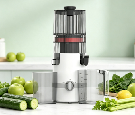 เครื่องสกัดน้ำผลไม้แบบหน่วงความเร็ว Fresh Smart HJ102B – น้ำผลไม้แท้ ทำง่าย ปลอดภัย ด้วยช่องใส่ผลไม้ 135 มม., ระบบสกัดเย็น 200W, ระบบทำความสะอาดตัวเอง และระบบล็อคเพื่อการใช้งานในครอบครัวทุกวัน