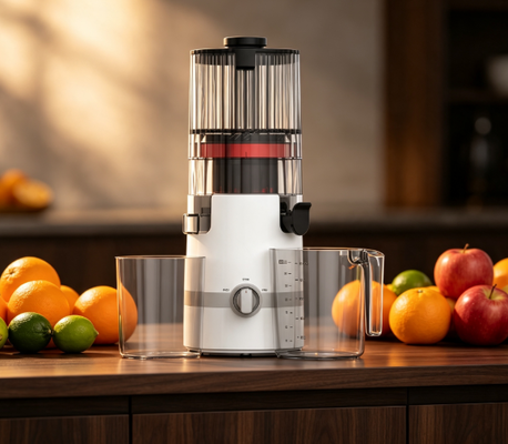 เครื่องสกัดน้ำผลไม้แบบหน่วงความเร็ว Fresh Smart HJ102B – น้ำผลไม้สดใหม่ ปลอดภัยสำหรับครอบครัว ด้วยช่องใส่ผลไม้ขนาด 135 มม., ระบบสกัดเย็น 200W, ระบบทำความสะอาดตัวเอง และระบบ Smart Lock