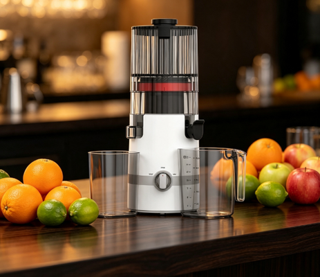 เครื่องสกัดน้ำผลไม้แบบหนืดช้า Fresh Smart HJ102B – เครื่องสกัดน้ำผลไม้สำหรับครอบครัวที่ทำได้ทุกอย่างด้วยช่องใส่ผลไม้ขนาด 135 มม., ระบบสกัดเย็น 200W, ระบบทำความสะอาดตัวเอง และระบบความปลอดภัยอัจฉริยะ